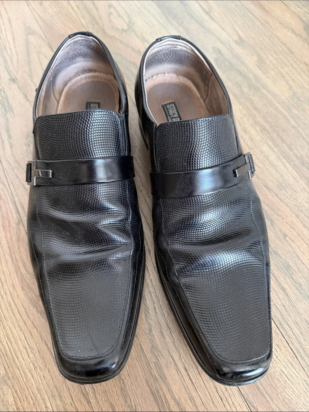 Stacy Adams Black Textured Slip-On Dress Loafers